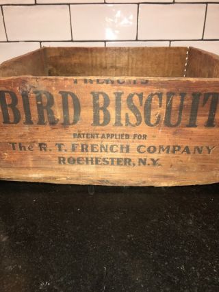 Vintage French’s Bird Biscuit Wood Crate Old 13” By 12.  5” Inches