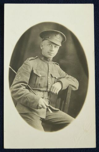 Rppc Portrait Of Royal Canadian Private With Swagger Stick
