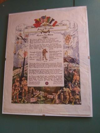 Vintage World War One Ww L Poster Picture March On The Rhine Occupation 1919