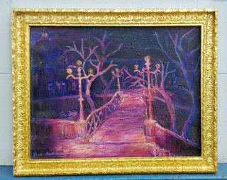 Antique Oil On Canvas Claude Monet Master Piece With Frame In Golden Leaf
