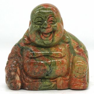 1.  4 " Natural Gemstone Unakite Carved Maitreya Happy Laughing Buddha Figurine