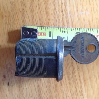 ANTIQUE VINTAGE MCKINNEY CYLINDER LOCK W/ KEY MADE IN PITTSBURGH,  PA 7