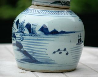 Antique 19c Chinese Blue & White Porcelain Ginger Jar,  Cover 3