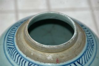 Antique 19c Chinese Blue & White Porcelain Ginger Jar,  Cover 8