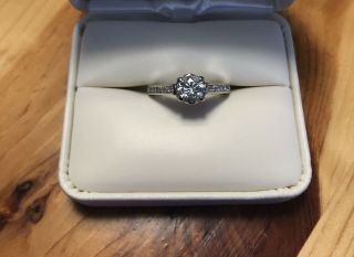 . 98 Carat Round Diamond Engagement Wedding Antique Style Ring White Gold Sz 8