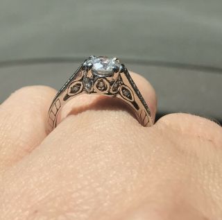 . 98 Carat Round Diamond Engagement Wedding Antique Style Ring White Gold Sz 8 4