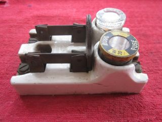 ANTIQUE UL 30A 125V PORCELAIN ELECTRICAL DOUBLE POLE FUSED KNIFE SWITCH 5
