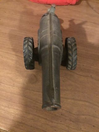 Antique Conestoga Premier Cast Iron Toy Howitzer Cannon,  Rubber Wheels,  9.  5 