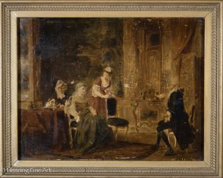 Otto Erdmann Oil Painting Lavish Victorian Interior Antique Painting
