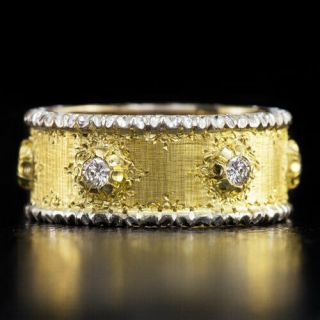 Buccellati Signed Eternelle Capri Diamonds Eternity Band Handmade 18k Gold Ring