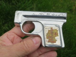 Rare Vintage German Wwii Gun/pistol Lighter W/berlin Airlift Map & Airplane Drgm