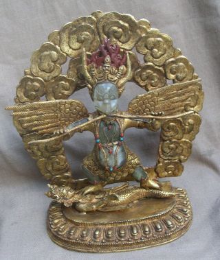 Antique Handmade Tibet Himalayan Crystal Garuda Rupa,  Nepal