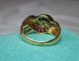 Sapphire Emerald Ruby Diamond Ring Appraised $1500 18K Gold Wedding Engagement 6