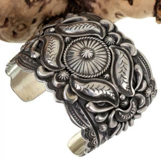 Navajo Bracelet Cuff Sterling Silver " Secret Garden " Darryl Becenti