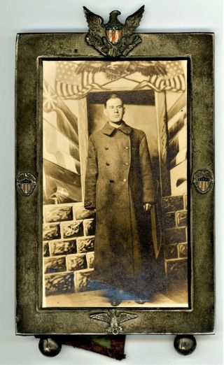 Interesting Wwi Patriotic Picture Frame With Wwi Soldier