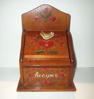 Antique Folk Art Pennsylvania Dutch - Toleware Love Bird Recipe Document Box