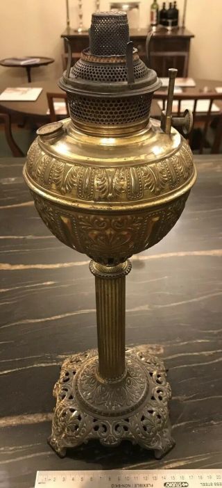 Antique Bradley & Hubbard Gilt Brass Oil Table/ Banquet Lamp