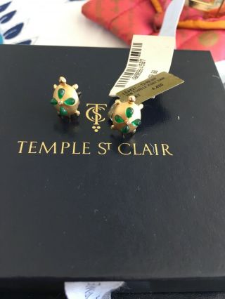 Temple St Clair Turtle Emerald Earrings 18k Gold Diamond
