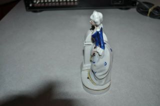 Antique German Porcelain Figurine Blue And White Colonial Lady 6 Inch 2