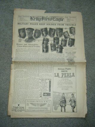 Kelly Field Eagle Newspaper " Military Police " September 5,  1918 Texas