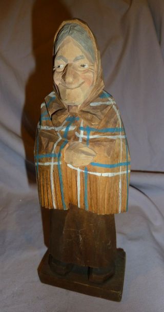Hand Carved Old Woman By Lorens Larsson - Sweden