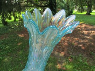 Northwood TREE TRUNK ANTIQUE CARNIVAL GLASS MID - SIZED VASE ICE BLUE SPECTACULAR 4