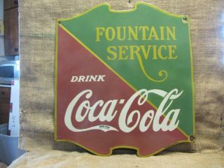 Vintage 1934 Porcelain Coca - Cola Fountain Sign Antique Coke Soda Rare 9871