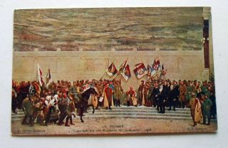 Ww1 French Postcard Of Serbian Officers And Flags 1918 Pantheon Series