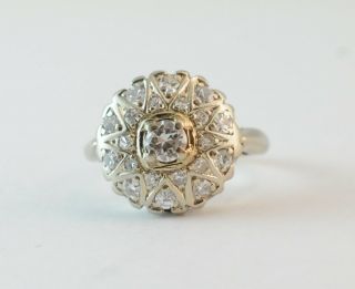 Art Deco Diamond Cluster Ring 14k Yellow Gold Size 5.  25