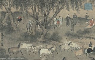Chinese scroll painting Washing horses by Chen JuZhong in Southern Song dynasty 2
