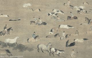 Chinese scroll painting Washing horses by Chen JuZhong in Southern Song dynasty 3