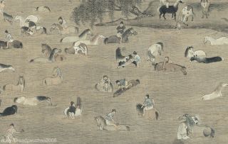 Chinese scroll painting Washing horses by Chen JuZhong in Southern Song dynasty 4
