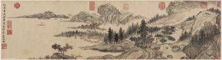 Chinese Scroll Painting Sansui Landscape Life Interest Amid Mountains & Streams