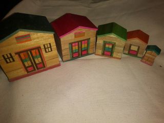 Vintage Wooden Nesting Houses Japan