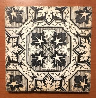 Antique Josiah Wedgwood & Sons 6 " Ceramic Art Tile Black White Aesthetic Moorish