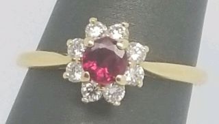 Vintage Tiffany &co 18k Gold Burma Pigeon Blood Ruby Diamond Ring Size 6.  5