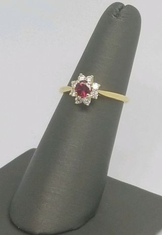 VINTAGE TIFFANY &CO 18K GOLD BURMA PIGEON BLOOD RUBY DIAMOND RING SIZE 6.  5 6