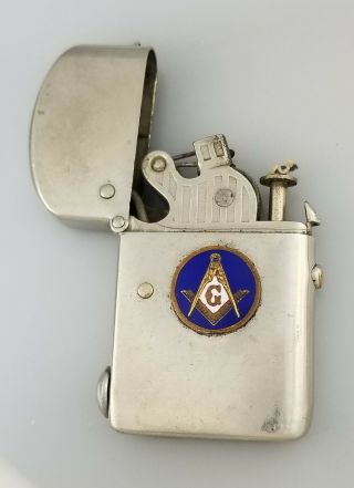 Rare Antique Nassau Automatic Cigarette Pocket Lighter – Masonic Emblem - C.  1905