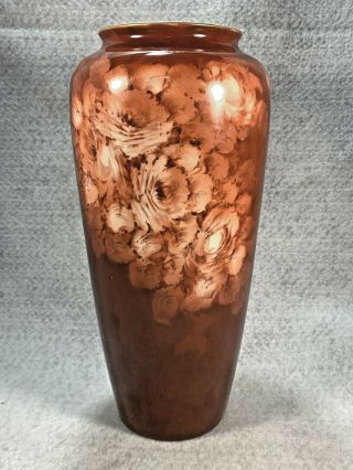 American Belleek Early Lenox Handpainted Vase Floral 10.  25 " Signed Pallet Stamp