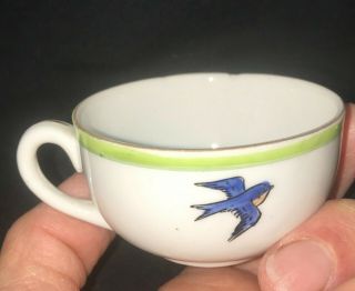 Nippon Porcelain Teapot Creamer Plates Cups & Saucers Child ' s Bluebird Tea Set 5