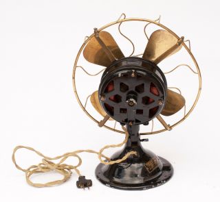 Antique Menominee Snowflake Model Brass Blade & Cage Electric Fan 12 