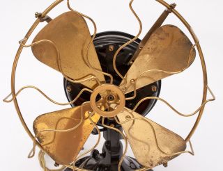Antique Menominee Snowflake Model Brass Blade & Cage Electric Fan 12 