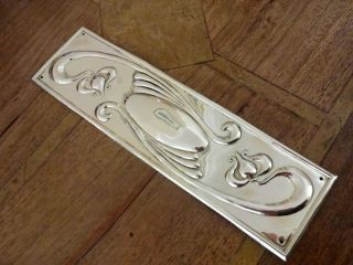 BRASS ART NOUVEAU FINGER DOOR PUSH PLATE FINGERPLATE PLATES HANDLES KNOBS 2