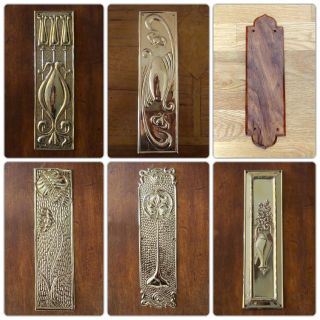 BRASS ART NOUVEAU FINGER DOOR PUSH PLATE FINGERPLATE PLATES HANDLES KNOBS 4