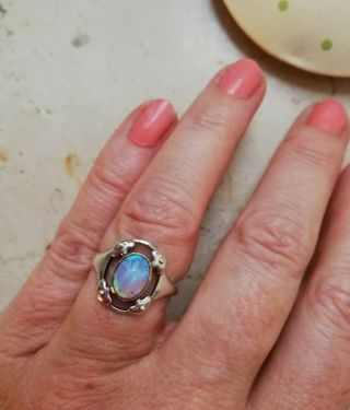 MURRLE BENNETT & Co c1900 rare signed silver & opal Arts and Crafts ring size M 2