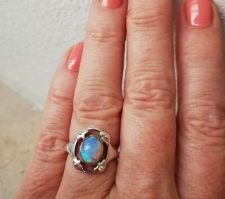 MURRLE BENNETT & Co c1900 rare signed silver & opal Arts and Crafts ring size M 4