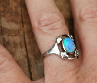 MURRLE BENNETT & Co c1900 rare signed silver & opal Arts and Crafts ring size M 5