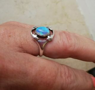 MURRLE BENNETT & Co c1900 rare signed silver & opal Arts and Crafts ring size M 8