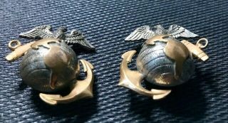 WWII USMC Officer EGA Eagle Globe Anchor Left and Right Collar by H&H Viking 2