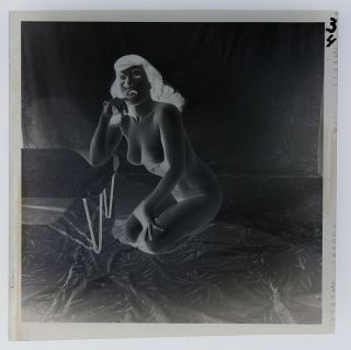 Bettie Page 1954 Camera Negative Photograph Bunny Yeager Pin - up Pose Nude Rare 3